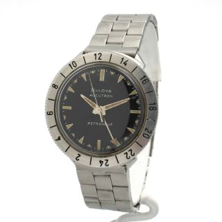 Vintage Bulova Accutron Astronaut Stainless Steel Gmt Mens Wristwatch Rare 10131