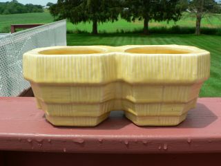 Vintage Mccoy Pottery Yellow Double Planter Signed
