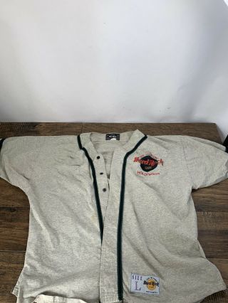 Hard Rock Cafe Hollywood Vintage Baseball Jersey Shirt Mens Large Grey C13