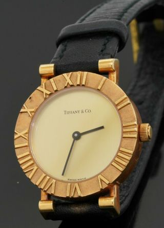 Tiffany & Co.  Atlas L0630 18k Gold Elegant High Fashion Quartz Ladies Watch
