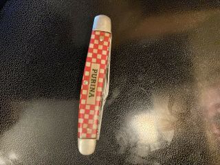 Vintage Kutmaster Utica,  N.  Y.  Purina Advertising,  3 Blade Stockman Pocket Knife