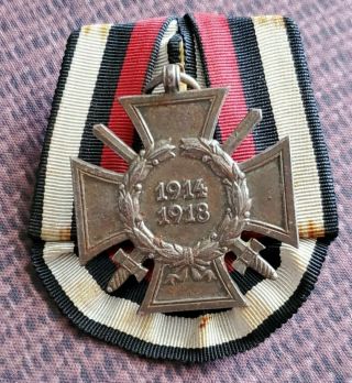 Vintage The Honour Cross Of The World War 1914 - 1918 German Medal W/ Ribbon