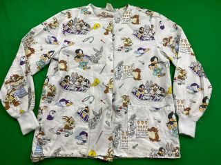 Vintage Looney Tunes Babies Lovables Scrubs Top Circa 1996 Sz S Made In Usa Euc