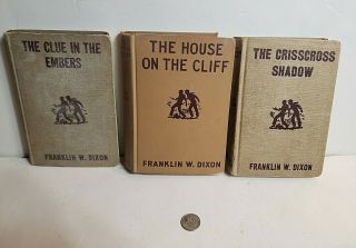 Hardy Boys 3 Vintage Books Franklin W.  Dixon 1927 1953 1955 Shadow Cliff Embers