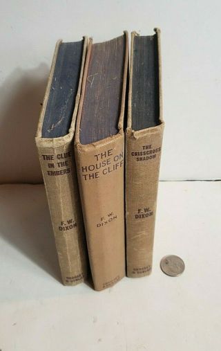 Hardy Boys 3 vintage books Franklin W.  Dixon 1927 1953 1955 shadow cliff embers 3