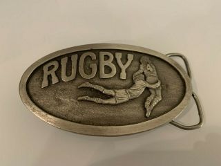 1975 F - 85 Rugby Belt Buckle Takes Leather Balls -