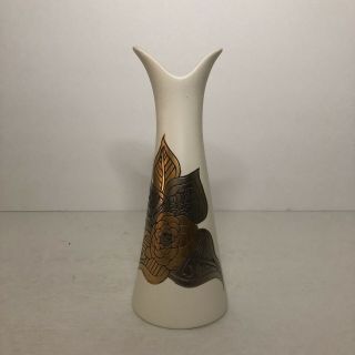 Sascha Brastoff Vase California Usa 082 Silver Gold Inlay Flower Rose 8”tall