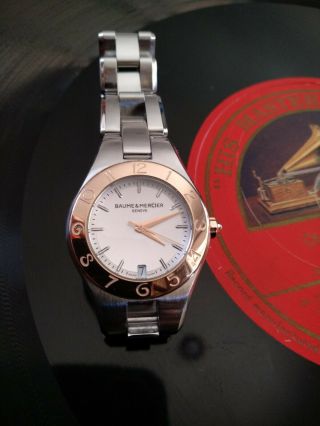 Baume Mercier Linea 65692 18k Gold Bezel & Crown Wristwatch_1191
