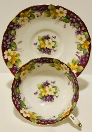 Paragon England Teacup & Saucer Spring Melody Purple And Yellow Violets; Teacup