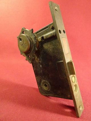 Vintage Corbin Push Button Entry Mortise Lock With Heavy Brass Plate