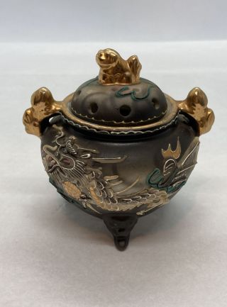 Vintage Japanese " China " Porcelain Moriage Dragonware Incense Burner Small