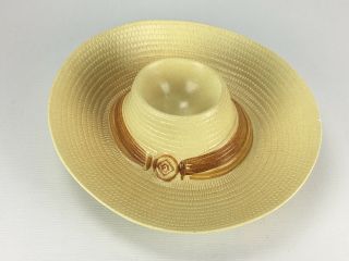 Vintage Treasure Craft Pottery Straw Hat Sombrero Chip Dip Serving Bowl