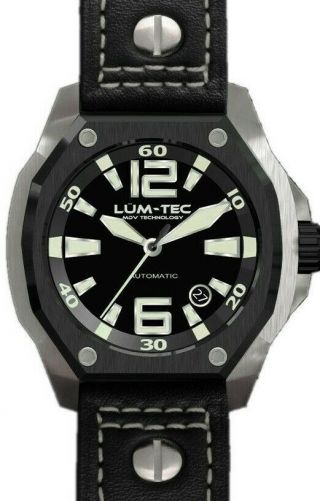 Lum - Tec Watch V7 Automatic Mens Black Leather Limited Edition Authorized Dealer