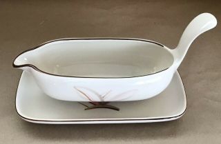 Vtg Winfield Dragon Flower Gravy Boat W/underplate True Porcelain Usa Made