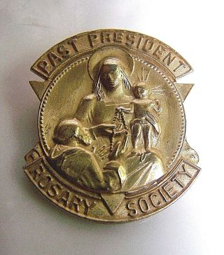 Vtg Sterling Silver Religious Rosary Society Medal Brooch Pin Holy Family 9.  7gr