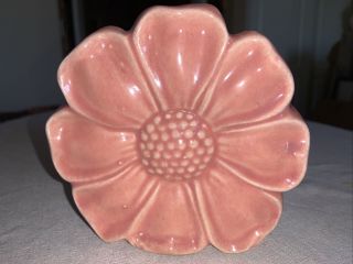 Vintage 1940 Mccoy Pottery Rustic Line Pink Flower Blossom Wall Pocket