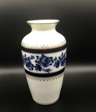 Vintage Royal Porzellan Bavaria Kpm Germany Handarbeit Echt Cobalt Vase