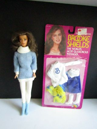Vintage 1982 Brooke Shields Doll Posable Dressed Doll & Nrfb Cheerleader Outfit