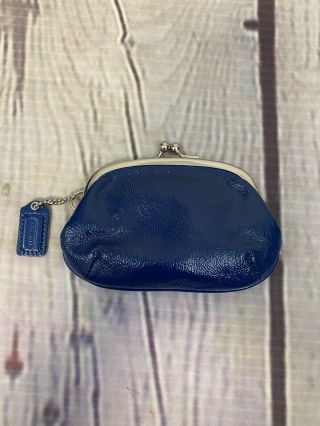 Coach Blue Patent Leather Kiss Lock Coin Purse