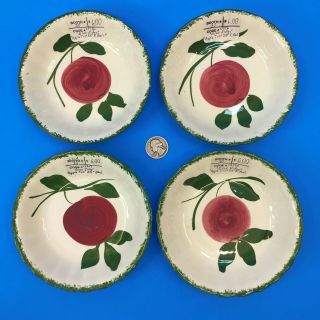4 Blue Ridge/southern Potteries 5 - 1/4 " Dessert Bowls Fruit/sauce Apple Trio