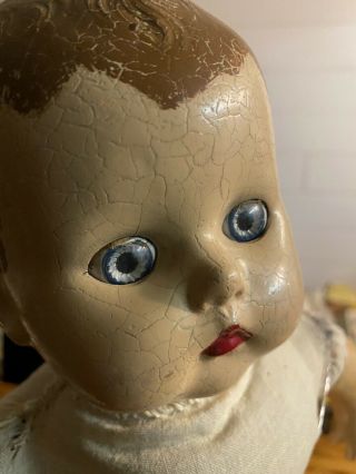 Vtg Antique Large Composition Doll Soft Body Sleepy Eyes Squeaky