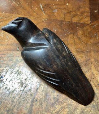 Vintage Mid - Century Hand Carved Iron Wood Bird Art Sculpture