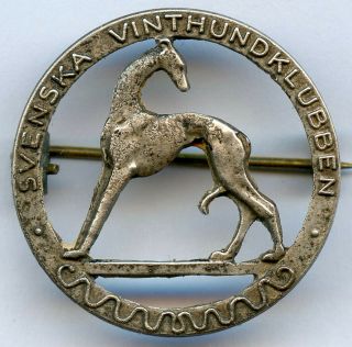 Sweden Vintage Dog Greyhound Club Badge Pin