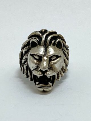 Vintage Heavy Sterling Silver Lion Head Ring Size 8.  5