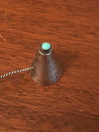 Vintage Sterling Silver And Turquoise Candle Snuffer