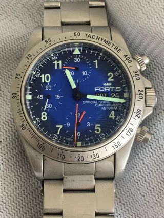Fortis Cosmonaut Chronograph Luxury Watch,  Stunning Blue Face