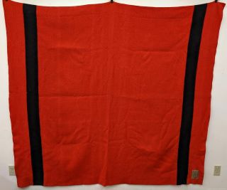 Vintage Orr Felt & Blanket Co Orrlaskan Pure Wool Red & Black Stripe Blanket 7x6