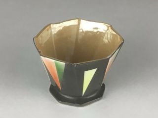 Vintage Lusterware Art Deco Candy/nut Dish Black With Gold Interior 3 1/4” Tall