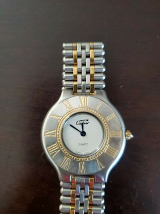 Rise - On Must De Cartier 21 Stainless 18k Gold Plated Ladies Quartz Wrist Watch