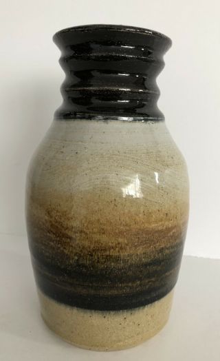 Vintage Bloomington In Pottery Vase Brown And Black Swirls 7” Tall