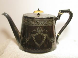 Antique Silverplate Tea Pot With Engraving From A Wedding - 1896