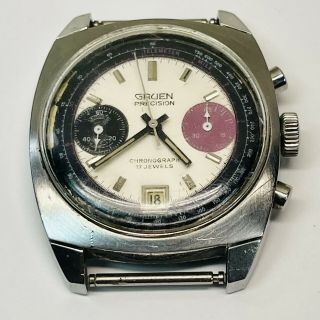 Vintage Gruen Precision Chronograph 17j Very Rare 1960s Diver Style