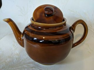 Vintage Sadler England Teapot Brown Betty Handpainted Retro Pottery 70 ' s 2