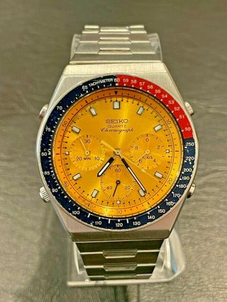 March 1983 Vintage Seiko Quartz Chronograph Watch 7a28 7030 Pogue