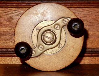 Antique Wood And Brass Fly Fishing Reel Made In U.  S.