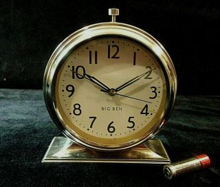 Vintage Style Big Ben Polished Chrome Alarm Clock,  White Face,  Beeping Alarm