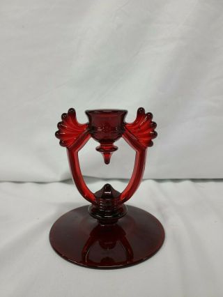 Vintage Ruby Red Martinsville Moondrops Double Winged Candle Holder