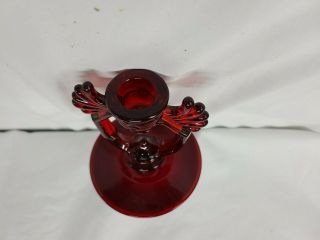 VINTAGE RUBY RED MARTINSVILLE MOONDROPS DOUBLE WINGED CANDLE HOLDER 3
