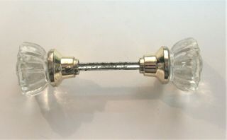 Antique Vintage Glass Door Knobs Set 12 Point Clear W/stem And Set Screws