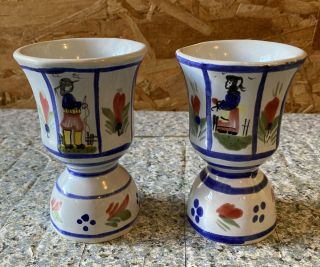 Vintage Henriot Quimper Double Egg Cup - Man & Woman - France - Set Of 2