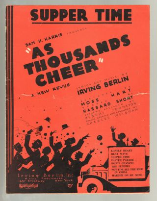 As Thousands Cheer 1933 Supper Time Irving Berlin Show Sheet Music Q11