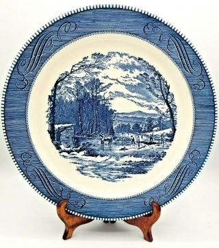 Vintage Currier And Ives 12 " Serving Platter " Winter In The Country Getting Ice "