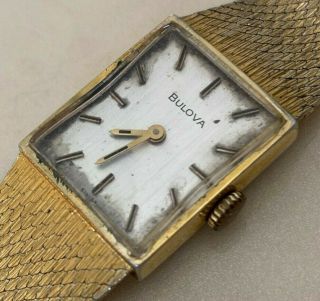 Vintage Bulova Swiss Lady 17 Jewels Gold Tone Hand - Wind Mechanical Watch Hours