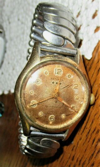 Vintage Benrus 3 Star Self Winding 10k Gold Rgp Watch -