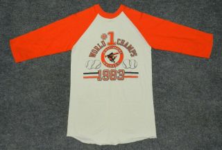 Vintage Baltimore Orioles 1983 World Series Baseball Champs 80s Sz S T - Shirt