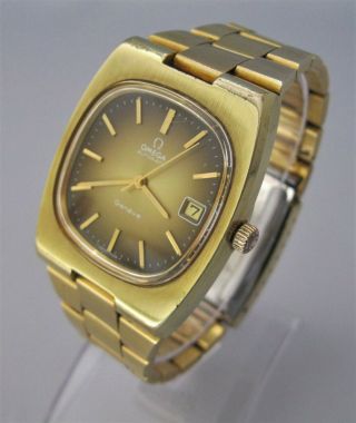 Beauty 1974 Omega Geneve Automatic Cal 1012 Gold Plated Two - Tone Tiger Eye Dial